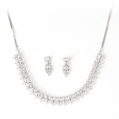 Square Diamond with Marquise Necklace with Earrings