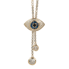 Silver|Gold Diamond Evil Eye Pendant Chain Necklace