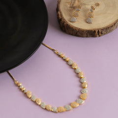 Set of drop shape diamond necklace and earring - Rukhmani