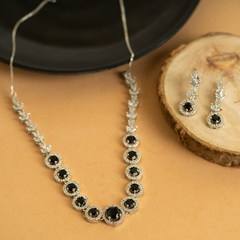 American Black Diamond Necklace Set With Earrings