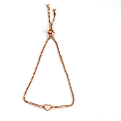 Fancy Design Adjustable Heart Shape Rose Gold Plated Beautiful Bracelet