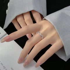 Exquisite Jewelry S925 Sterling Silver Cross Woven Diamond Rings Fashion Bling Cubic Zircon Casual Twist  Rings for Women