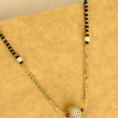 Traditional gold polished short mangalsutra