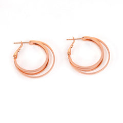 Beautiful Rose Gold Plated Layered Round Hoop Earrings