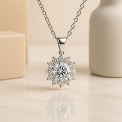 Floral Sparkle Pendant in 925 Sterling Silver
