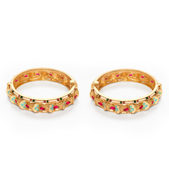 Gold plated pearl rajwadi bangle kada