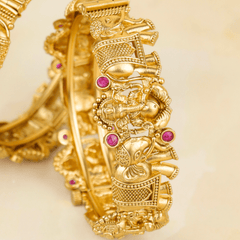 Fancy Design Gaj Laxmi Gold Plated Bangles - Rukhmani