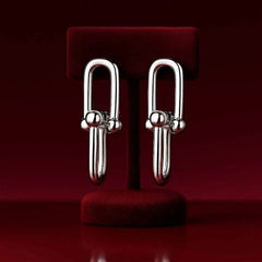 925 Sterling Silver Link Stud Earrings | Rhodium Plated Minimal Design