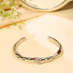 Silver plated Chunky Korean Bracelet with Diamond - Rukhmani