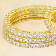 Gold Plated American Diamond Round Bangles - Rukhmani