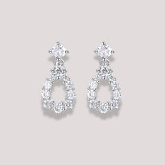 925 Sterling Silver Teardrop Dangle Earrings | Rhodium Plated with Cubic Zirconia