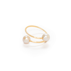 Unique Spiral Shape Double Pearl Adjustable Gold Plated Rings