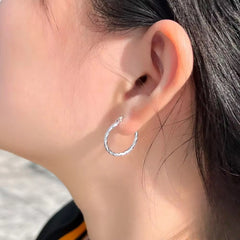 925 Sterling Silver Twisted Hoop Earrings (Stone-Free Design)