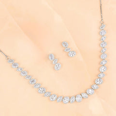 Double Shaped Diamond Necklace with Earrings