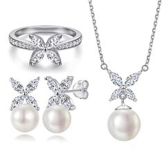 925 Sterling Silver Butterfly Pearl Elegance Set