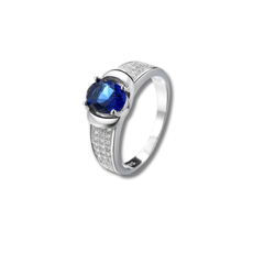 Elegant Sapphire Blue Round Cut 925 Sterling Silver Ring
