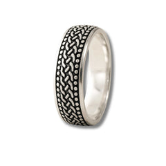 925 Sterling Silver Men’s Ring | Rhodium Plated Braided Pattern Band