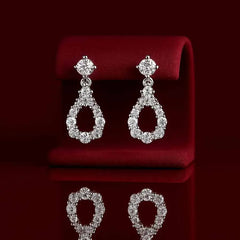 925 Sterling Silver Teardrop Dangle Earrings | Rhodium Plated with Cubic Zirconia