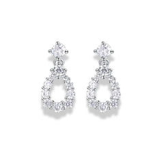 925 Sterling Silver Teardrop Dangle Earrings | Rhodium Plated with Cubic Zirconia