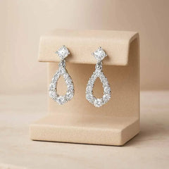 925 Sterling Silver Teardrop Dangle Earrings | Rhodium Plated with Cubic Zirconia