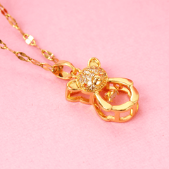 Fancy Design Gold Plated Dancing Diamond Teddy Bear Pendant Chain - Rukhmani