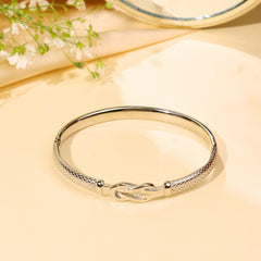 Silver Plated Textured Knot Kada Bracelet - Rukhmani