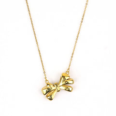 Bow Knoted Chain Pendant With American Diamonds