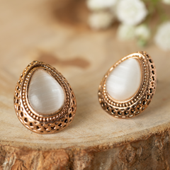 Gold Plated Pearl Teardrop Stud Earrings