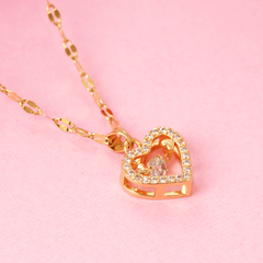 Fancy Gold Plated Dancing diamond heart lightweight gold plated Beautiful pendant chain - Rukhmani