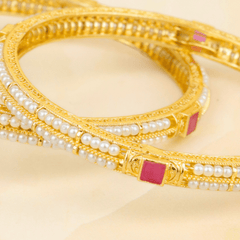 Gold Plated Maharashtrian Moti Fancy Design Bangles - Rukhmani