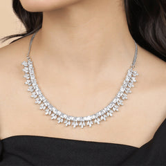 Square Diamond with Marquise Necklace with Earrings