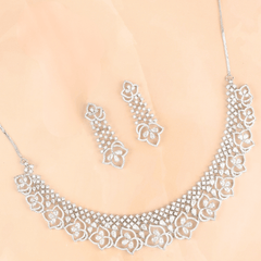 Blooming Rose Diamond Necklace with Earrings