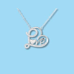 925 Sterling Silver ‘Love’ Script Heart Pendant Necklace