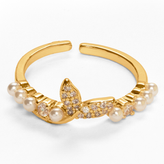 Latest Adjustable Fancy Celestial Pearl Diamond Gold Plated Rings