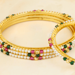 Designer Heera Moti Maharashtrian Gold Plated Bangles - Rukhmani