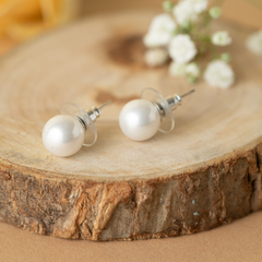 White Pearl Stud Earrings