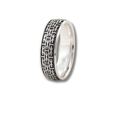 925 Sterling Silver Men’s Ring | Rhodium Plated Woven Chain Pattern Band