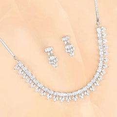 Square Diamond with Marquise Necklace with Earrings