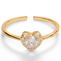 Latest Heart Shape Diamond Gold Plated Adjustable Rings