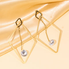 Rhombus Shape Dangle Gold Plated Earrings - Rukhmani