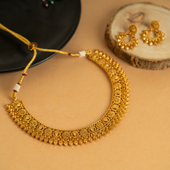 Majestic Designer Gold Plated Temple Necklace Set