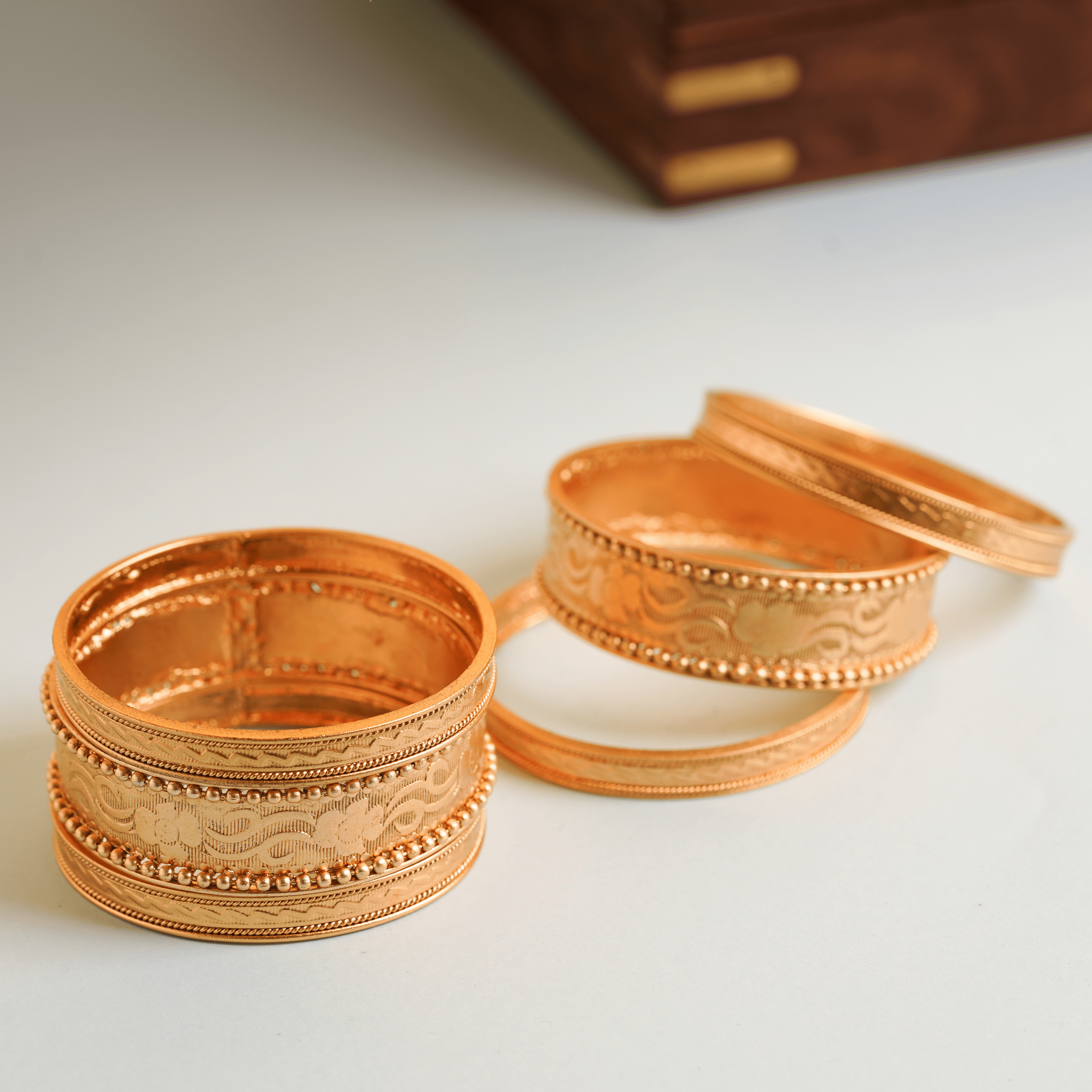 Trending One Dip Gold Plated Fancy Design Elegant Bangles Set - Rukhmani