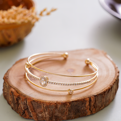 Adjustable gold plated layered diamond Bracelet