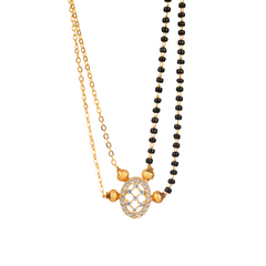 Layered gold polished short mangalsutra