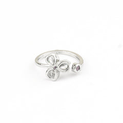 Silver Plated Adjustable Flower Ring - Rukhmani