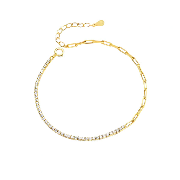 925 Sterling Silver Round Zircon Tennis Bracelet – Gold & Silver Plated