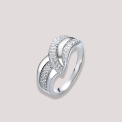 Double Row CZ Statement Ring – 925 Sterling Silver