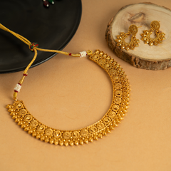 Majestic Designer Gold Plated Temple Necklace Set