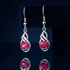 925 Sterling Silver Drop Earrings with Pink CZ Stone and Rhodium Finish