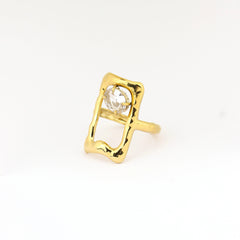 Square Bold Stackable Gold Plated Ring - Rukhmani